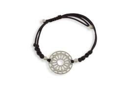 Pulsera seda con rosetón catedral de Cuenca en plata